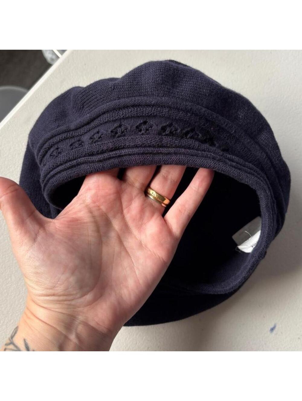 Parkhurst SunGuard Navy Cotton Pointelle Beret Made in Canada
